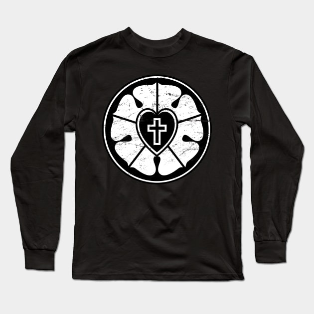 Black And White Martin Luther Rose Long Sleeve T-Shirt by MeatMan